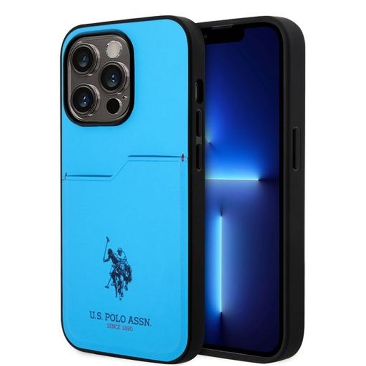 U.S. Polo Card Slot Hard Case iPhone 14 Pro - Blue