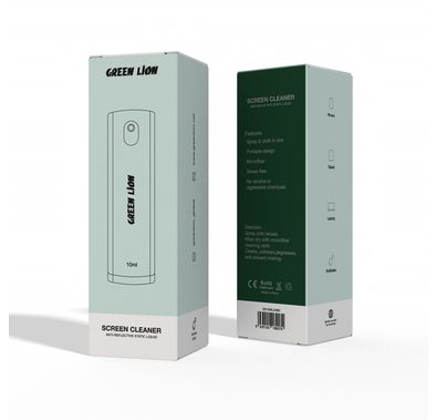 Green Lion Screen Cleaner 10mL, Spray & Cloth in One, Portable Design,  Refillable & Resilient, Streak Free, Ease of Use - Black