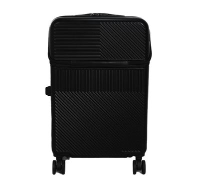  Levelo Odyssey 22" Front Opening LID Travel Luggage,30KG Weight Bearing, Shock Resistance, 360° Wheels Rotation, Telescopic Handle - Black