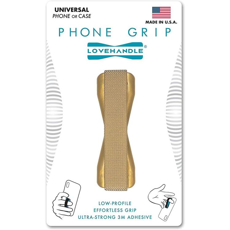  هاندل قبضة الهاتف المحمول بحزام مطاطي | حزام الهاتف المحمول اللاسلكي متوافق مع الشحن - ذهبي الصلب