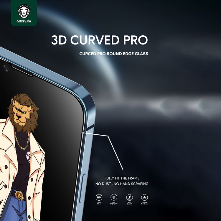Green Lion 3D Curved Pro Clear Screen Protector for iPhone 11 Pro Max, Matte Coating, Anti-Scratch, Shock Absorption, Anti-Fingerprint, Grease Resistant, Anti-Static - Clear