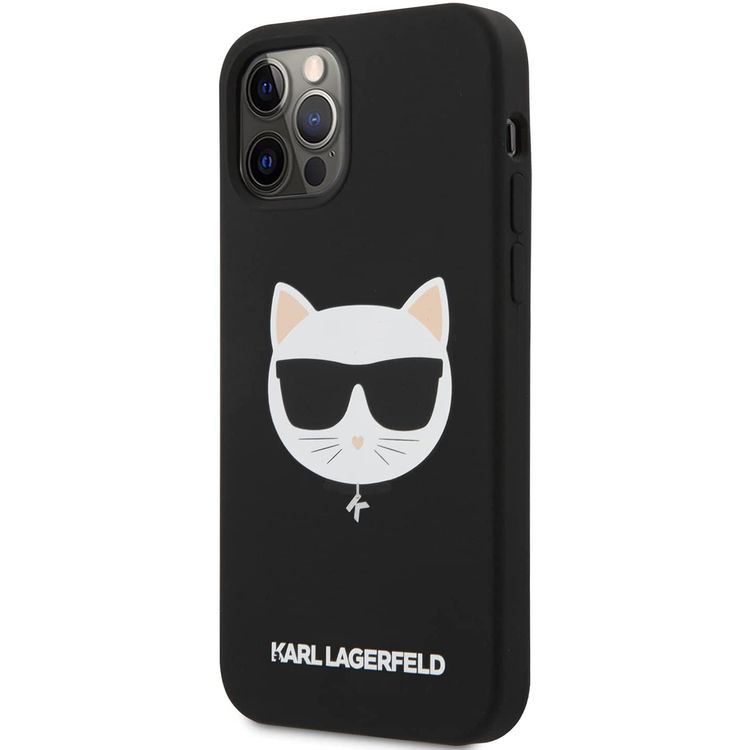 Karl Lagerfeld Silicone Hard Case Choupette Head for iPhone 12 / 12 Pro (6.1") - Black