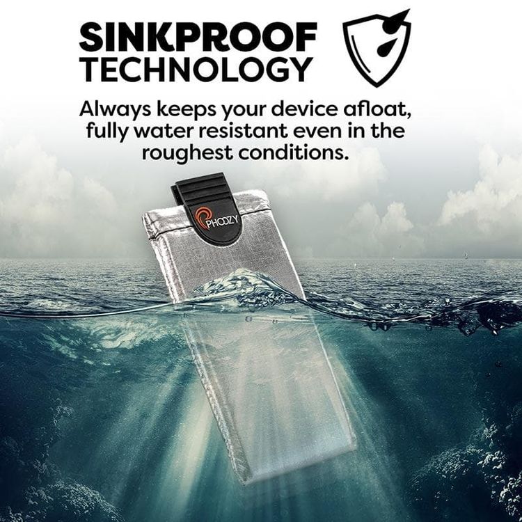 Phoozy XP3 Series Thermal Mobile Phone Case Capsule with Internal Stash Pocket, Insulated Ultra-Slim Weatherproof Pouch, Floating Case Bag, Multi Attachment Strap Silver-Medium