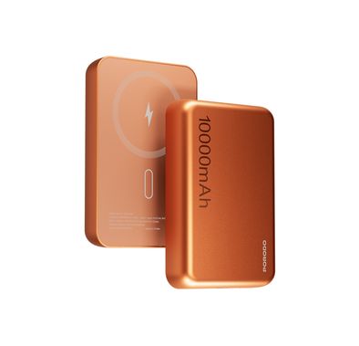   Porodo 10000mAh MagSafe Power Bank with Fast Charge, Portable & Compact Design, Type-C Input, Type-C & Wireless Outputs, 10° C-45° C Working Temperature, Strong Magnetic Hold, 20W Power Delivery - Orange
