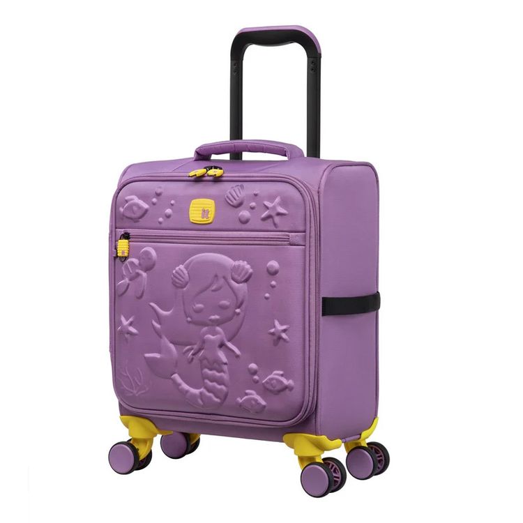 حقيبة أطفال حورية البحر ميرياد رف، سعة 25 لتر، قشرة ناعمة، 8 عجلات دوارة - لون بانسي فاتح