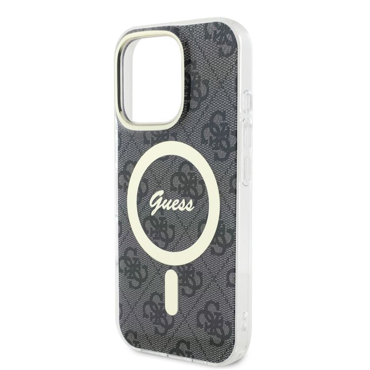 Guess MagSafe 4G Design HD Printing PC & TPU Case for iPhone 16 Pro Max, Lightweight, High-Quality Material, Drop Protection - Black