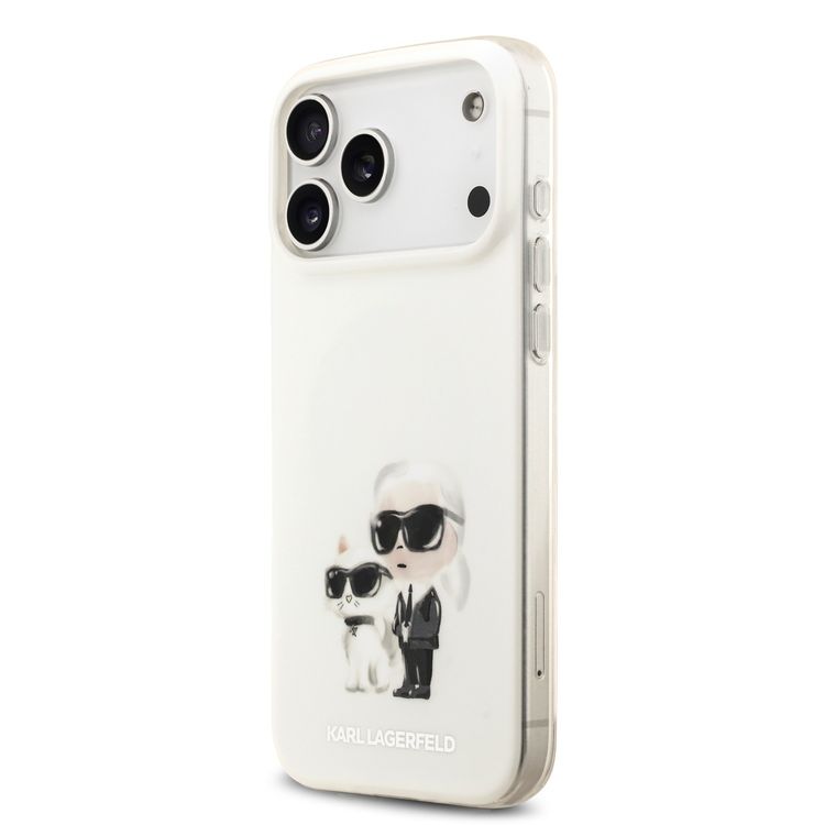 Karl Lagerfeld MagSafe IML Case with Aquarelle Karl & Choupette Heads for iPhone 17 Pro Max, Slim Profile, Comfortable Grip, Sustainable Packaging, Easy Snap-On, Drop Protection - White