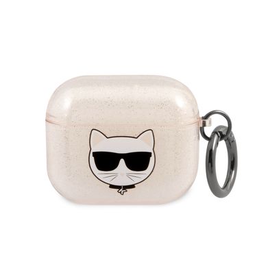 Karl Lagerfeld TPU Choupette Glitter Case for Apple Airpods 3 - Gold