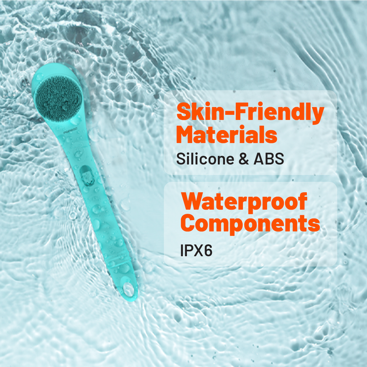 Porodo Lifestyle Electric Body Brush, Soft Bubble Loofah, Soft Cleaning Bristle, 2Levels Speed, Type-C Charging Port, Soft Silicone Brush - Blue