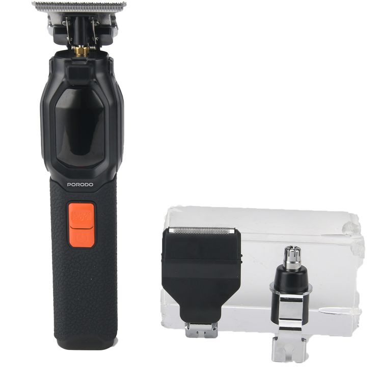 Porodo Multi-Purpose Trio Grooming Kit with Hair Clipper & Beard Shaver, 5W Rated Power, 200 Minutes Working Time, 4 Combs, 2000mAh Battery Capacity, LED Digital Display, 7000RPM Motor Speed, USB-C Charging - Black