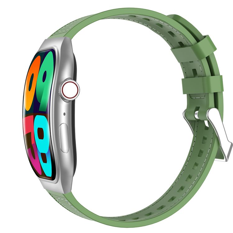 Green Lion Ridge Smart Watch with Magnetic Charging, Bluetooth Calls, Music Player, Health Monitoring, Metal Case Material, PU Leather Strap Material - Silver / Green