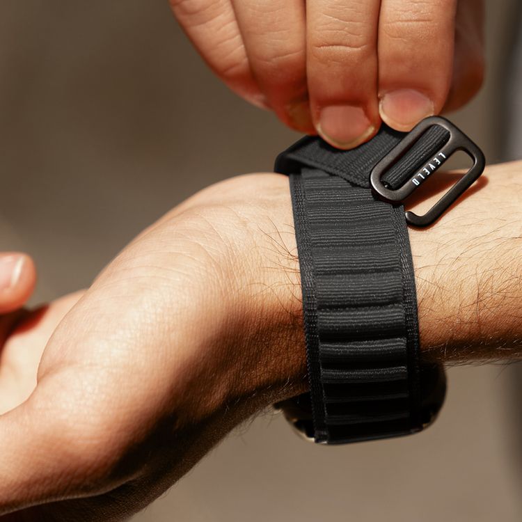 Levelo Ace Loop Watch Strap with Titanium G Hook Buckle for Apple Watch 49/45mm, Sweat & Water Resistant, Compatible with SE, Series 8, 7, 6, 5 & 4, Soft & Comfortable Fit - Black