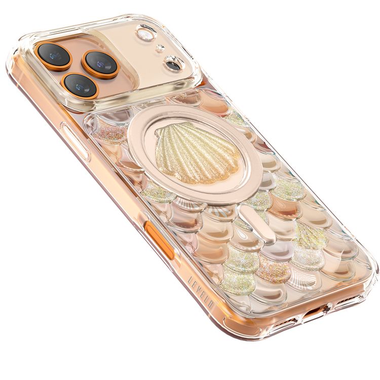 حافظة Levelo Pearl 3D Ocean لهاتف iPhone 17 Pro Max، بتصميم حجر القمر ثلاثي الأبعاد، متوافقة مع MagSafe ومزودة بمغناطيسات قوية، حواف مرتفعة لحماية الكاميرا والشاشة، تم اختبارها للسقوط، زوايا ممتصة للصدمات مستوحاة من الوسائد الهوائية، بأناقة مستوحاة من المحيط - برتقالي