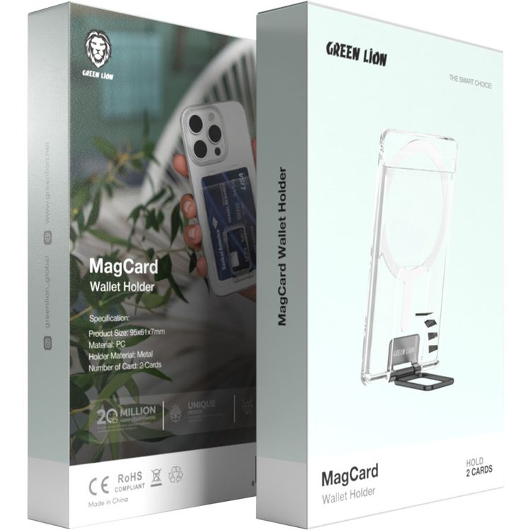 حامل بطاقات مغناطيسية من جرين ليون مصنوع من مادة البولي كربونات والمعدن، يحمل بطاقتين، تصميم خفيف الوزن - أسود