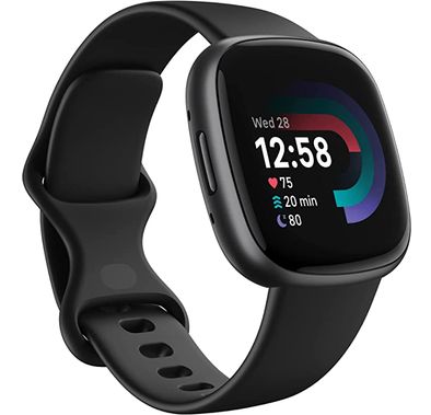 Fitbit Versa 4 Fitness Aluminum Wristband with Heart Rate Tracker - Black/Graphite Aluminum