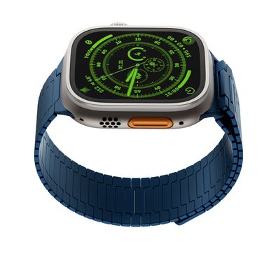 Levelo Milano Watch Strap for Apple Watch 49/45 mm, Lightweight & Highly Durable, Adjustable Links, Hypoallergenic Material, Anti-Oxidation Technology - Blue