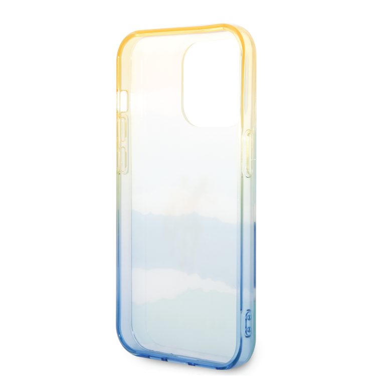 USPA PC/TPU Case with Blurred Stripes & Horse Logo iPhone 14 Pro Compatibility - Yellow