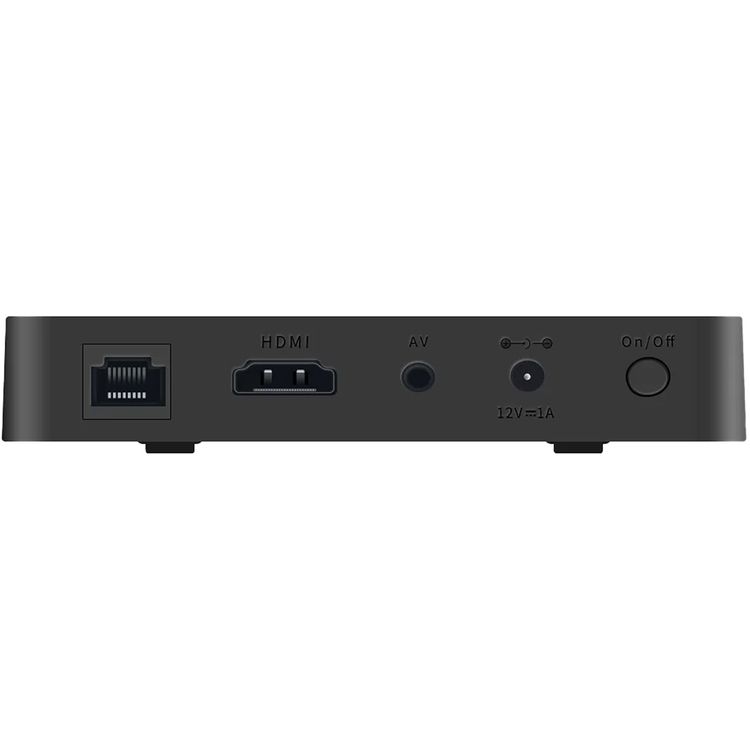 Porodo Android TV Box Video Streaming with 1080P Full HD, 8GB Storage, 1GB RAM,  Quad-Core, HDMI, 2× USB 2.0, RJ45, AV Output, Unlimited Streaming, UK 3-Pin Power Plug - Black