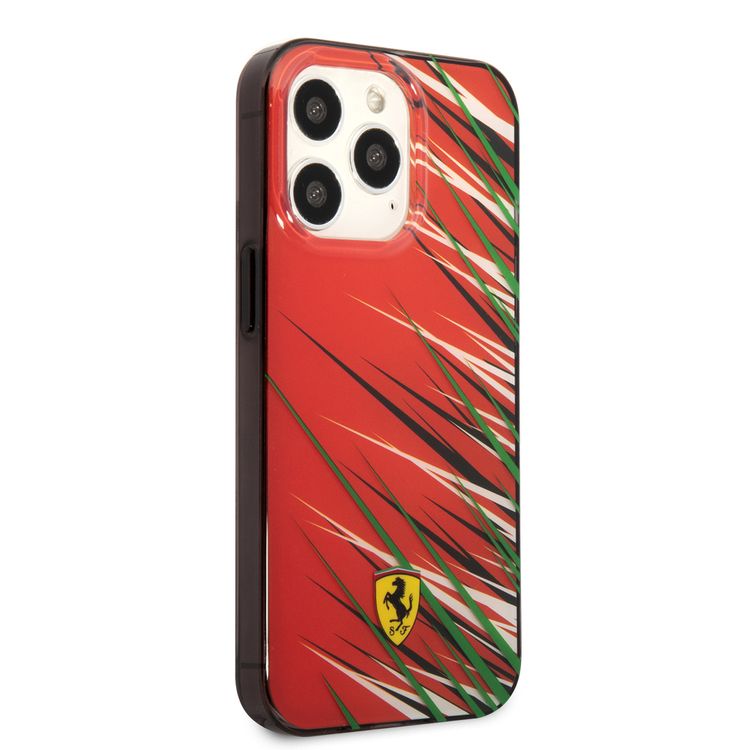 FERRARI HC PC/TPU Double Layer Grass  Hard Case, Drop protection, Compatible with iPhone 13 Pro Max - Red