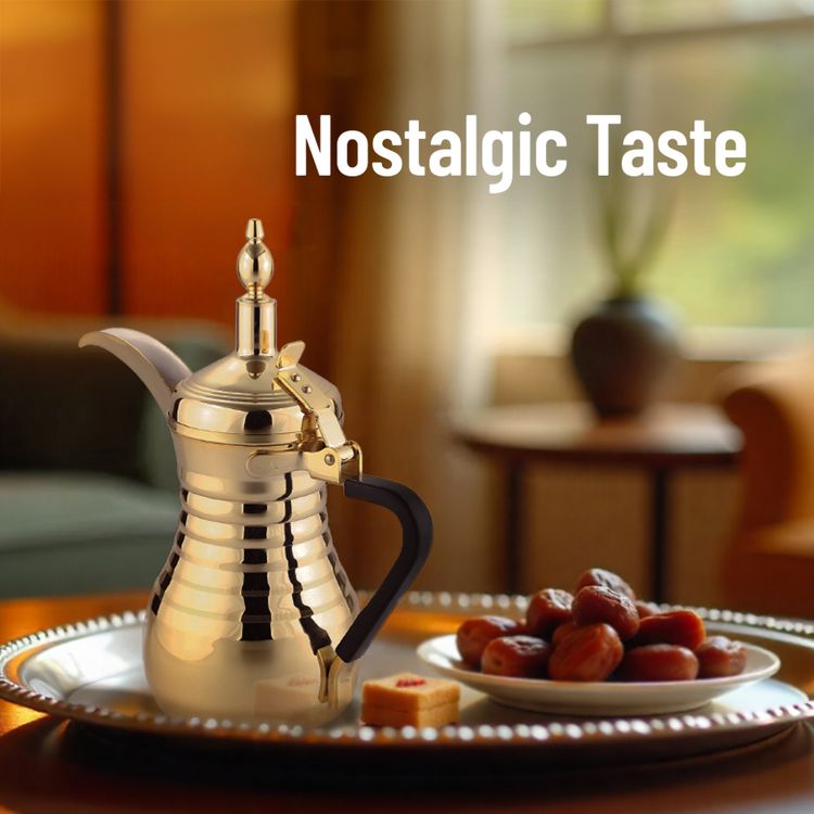 LePresso Arabic Coffee & Tea Dallah with 750mL Capacity, 800W Rated Power, Stainless Steel, Over-Heat Protection, Keep Warm Feature - Gold