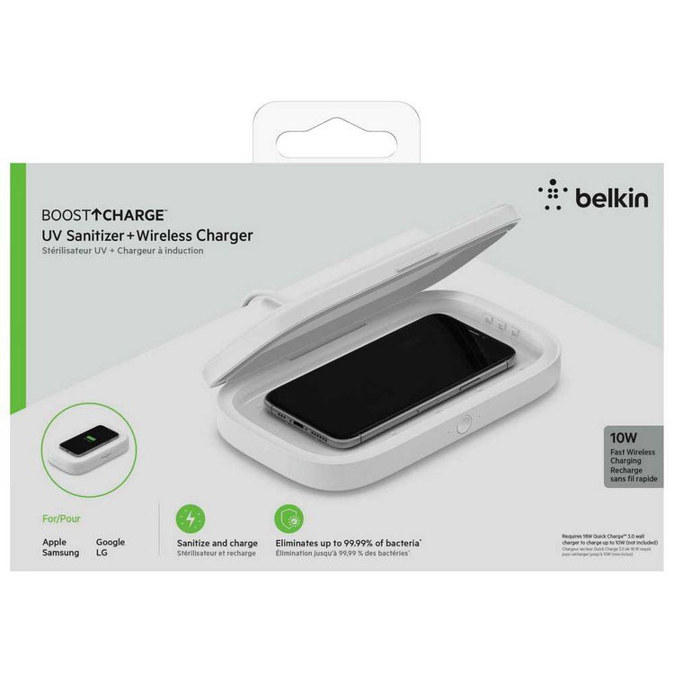 Belkin  BOOST CHARGE™ 10W Wireless Charger with UV Sanitizer - White_x000D_