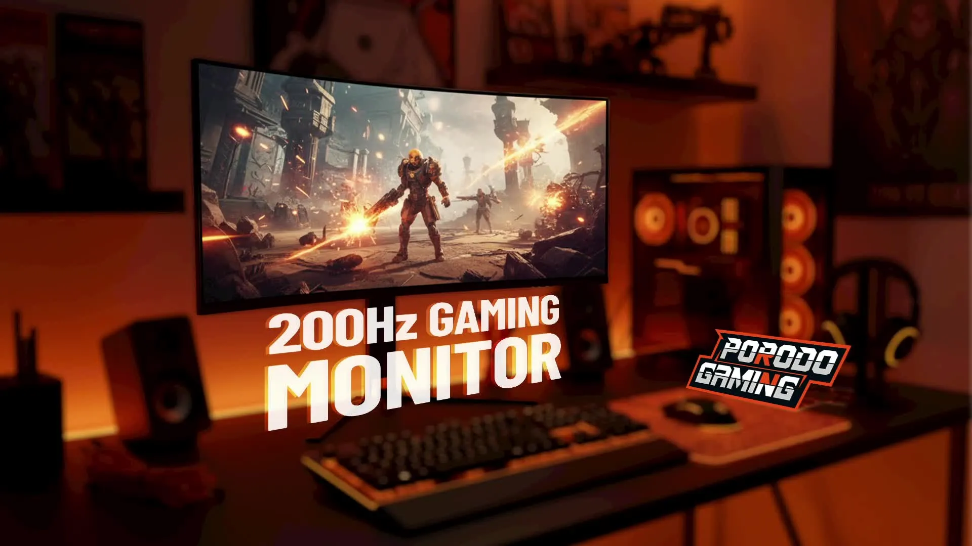 Porodo 34" Ultra-Wide QHD Curved Gaming Monitor, 200Hz Refresh Rate, 1ms response time - Black | UAE (PDXV34200BK)