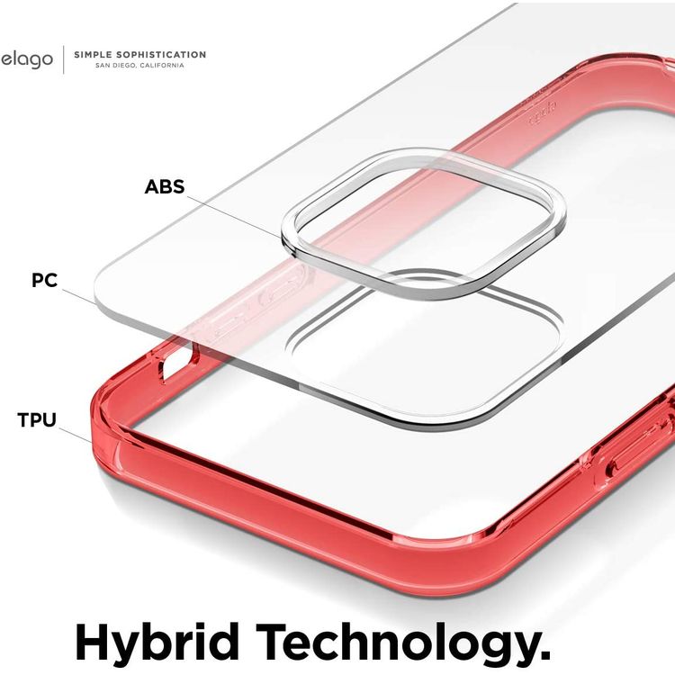 Elago Hybrid Case Compatible for iPhone 12 Pro Max (6.7"), Shock Absorbing Case Suitable Wireless Charging, Screen & Camera Protection - Red