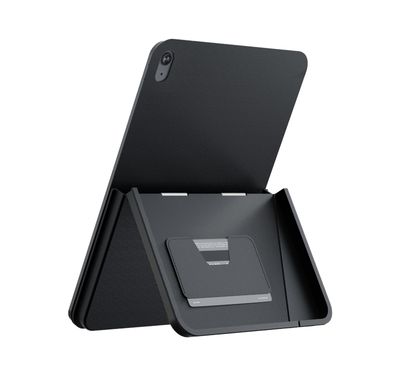 Levelo Omni 4 In-1 Case with Built-In Hand-Grip for iPad Air 13", Strong Magnetic Hold, Pen Slot Holder, Card Holder - Black