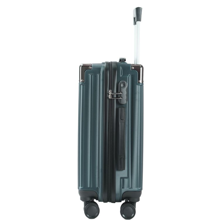 Levelo 3-Set ABS Luggage with Built-in Weighing Scale, Combination Lock, Iron Trolley, Double Wheels, Impact-Resistant Corners & Shock-Resistant, PP & Soft Rubber Handle - Forest Green