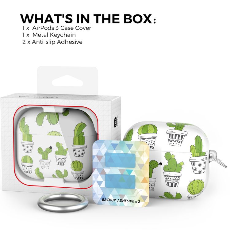 AhaStyle Premium TPU IMD Patterns Keychain Case for Airpods 3 - Cactus