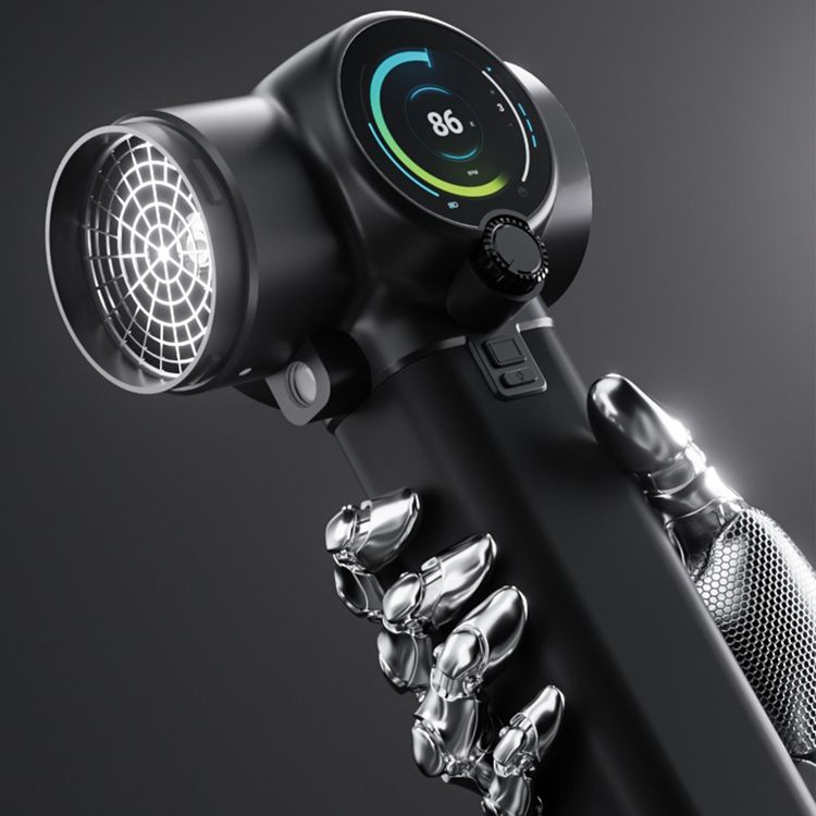 Green Lion Storm Max Portable Air Blower with Booster, Diffuser & Extension Nozzles, 4000mAh Battery, Up to 80 Minutes Working Time, 750W Power, Ergonomic Silicone Grip, Built-in LED Light, Variable Rotary Gear - Black