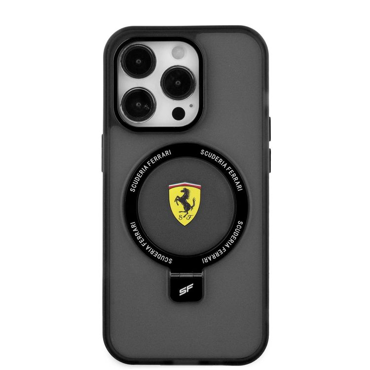 Ferrari iPhone 15 Pro Max For Magsafe Ring Stand Case - Black