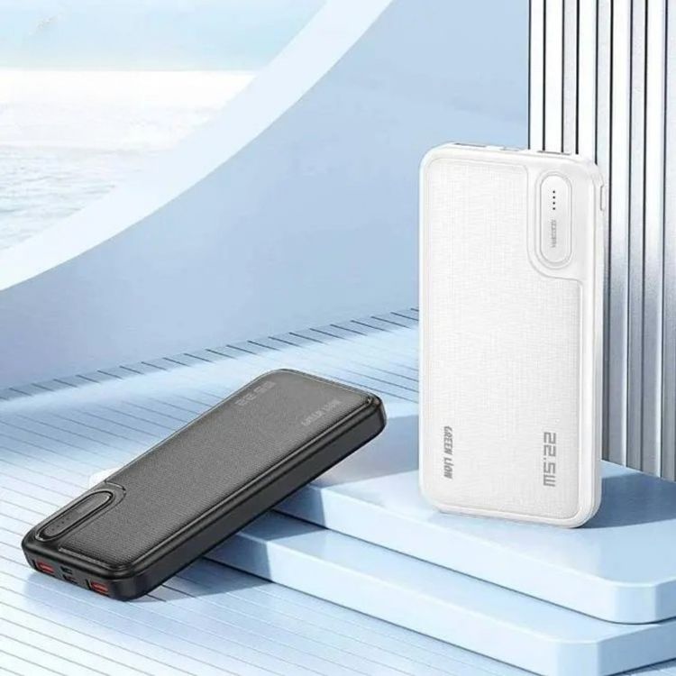 بنك الطاقة Green Lion Power Mate 10 PD بقدرة 10000 مللي أمبير في الساعة، دعم الشحن السريع، محمول، يعمل بالبطارية، وقت شحن البطارية لمدة ساعتين، شاشة رقمية، المادة: ABS + غطاء مثبط للهب PC - أبيض