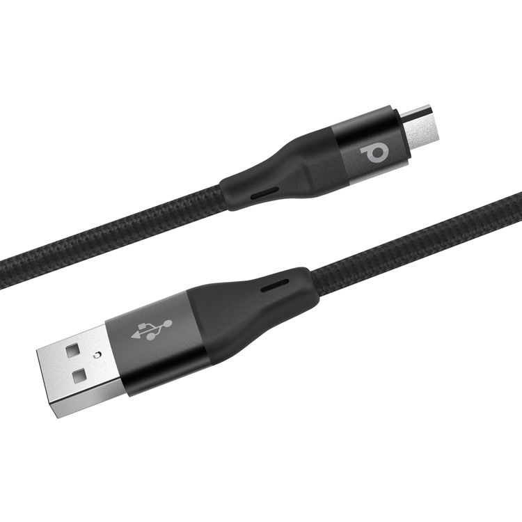 Porodo Aluminum Braided Micro USB Cable 1.2m 2.4A - Black