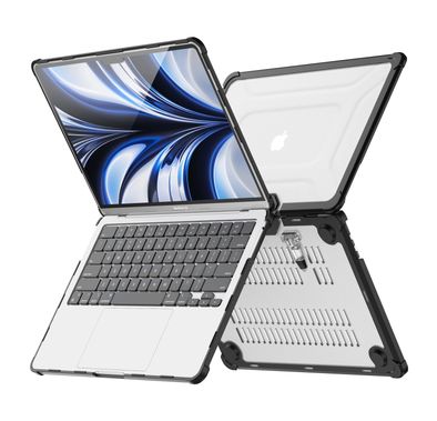 Levelo Espectro Case for MacBook Air 15.3" (2023-2024), 360° Full Protection, Foldable Stand Design, Built-in Air Vents, Shock-Proof Edges, Easy Installation & Removal - Black