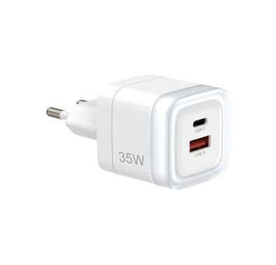 Powerology Dual-Port Fast Charging Adapter with PD 35W, Q...