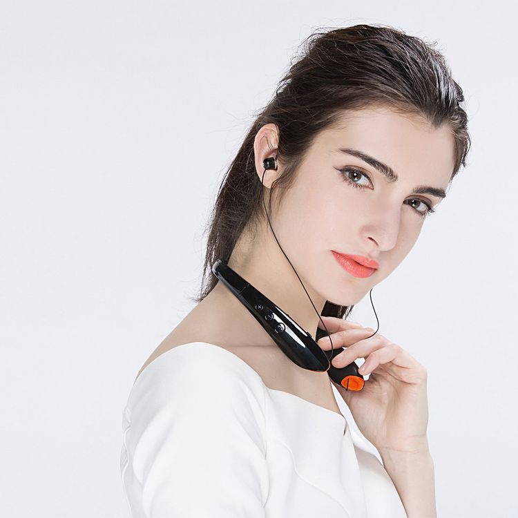 Porodo Soundtec Echo Flex Retractable ENC Neckband with Folding Design, Crystal Clear Audio, High Clarity Mic, Bluetooth V5.2, Multi Point Connection - Black 