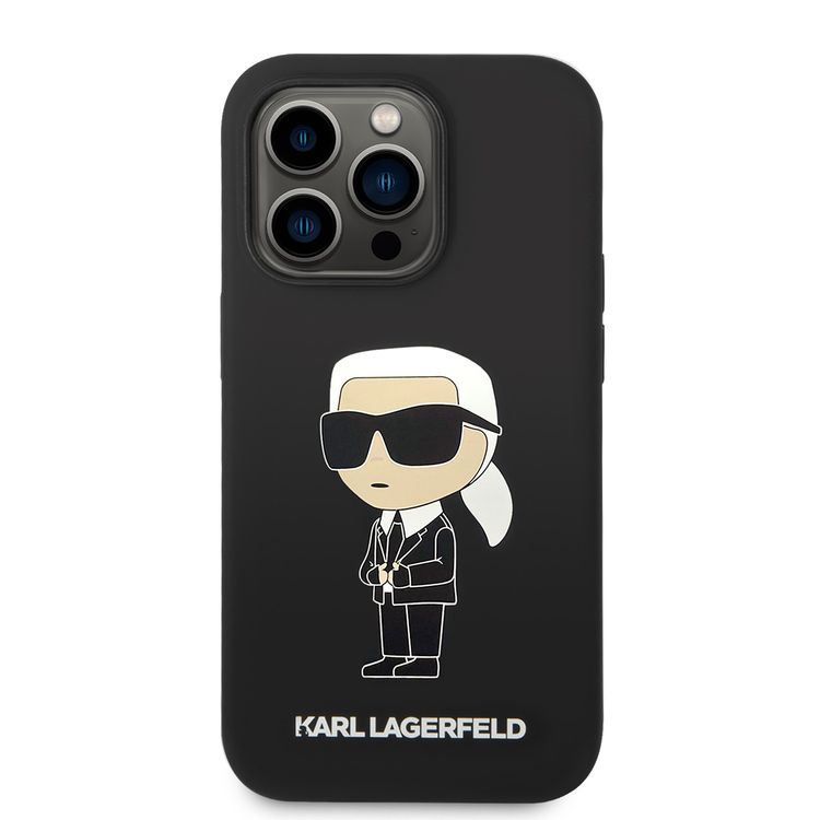 Karl Lagerfeld Silicon Hard Case with Ikonik NFT Logo for iPhone 15 Pro - Black
