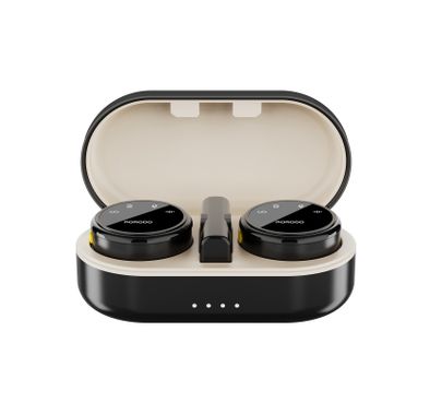 Porodo Lavalier Wireless Dual Microphone with Charging Case, Up to 24 Hours Working Time, ≤20ms Microphones Latency, 2.4GHz Digital Microphone Frequency, 600mAh Case Battery Capacity, Type-C Connector with Lightning Adapter, Plug & Play, Magnetic Clips, Low Latency, Crystal Clear Audio - Black