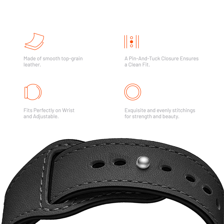 Porodo iGuard Leather Loop Watch Band For Apple Watch 42/44/45mm - Black