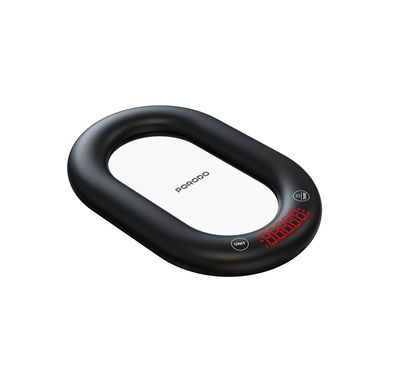 Porodo Glass Design Smart Kitchen Digital Scale with Bluetooth App Sync, 10kg Weight Capacity, 1g Division, g / mL / oz Units, Tempered Glass Platform, 250mAh Battery, Fast Unit Switch - Black