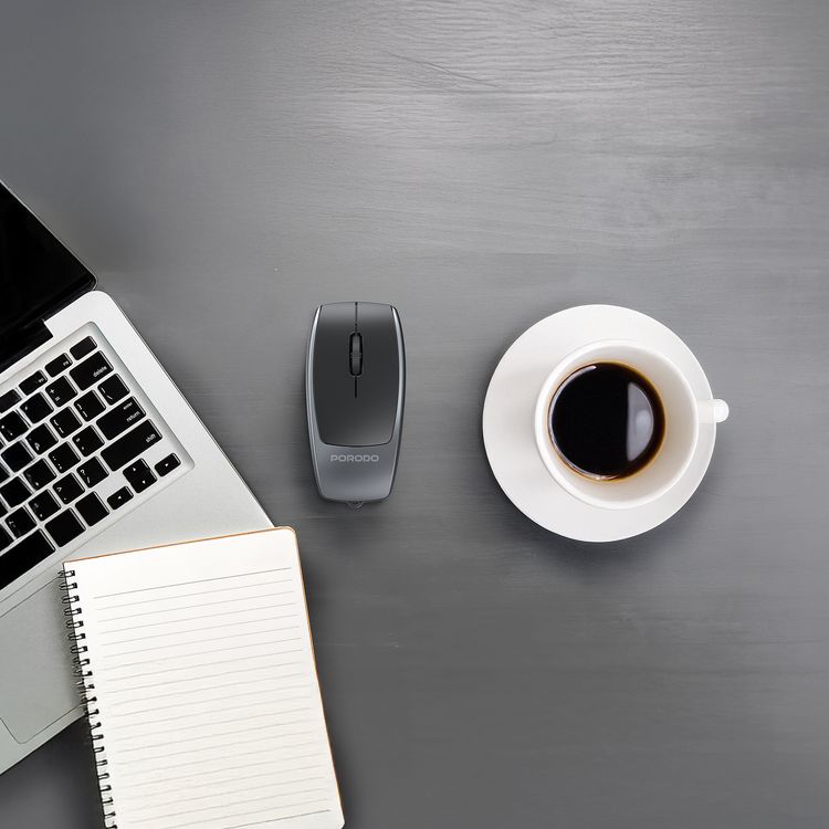 Porodo 1600DPI Wireless Mouse with Card Reader, 120mAh Battery, ABS Material, Bluetooth Version 5.1, 10m Working Distance, Silent Efficient Performance, Plug & Play - Black