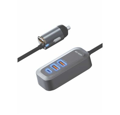 Green Lion Triple QC & PD Car Charger with 100W Total Output, USB-C & ×3 USB-A Ports, Fast Charging, Premium Materials, Charging Protection, Overheat Protection - Black