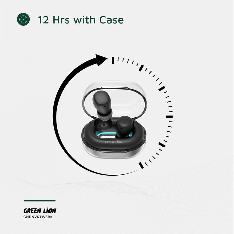 Green Lion Denver True Wireless Earbuds with IPX4 Waterproof, Voice Assistant, In-ear Comfort, Dual-Mic, Touch Control, 3 Hours Playtime - Black