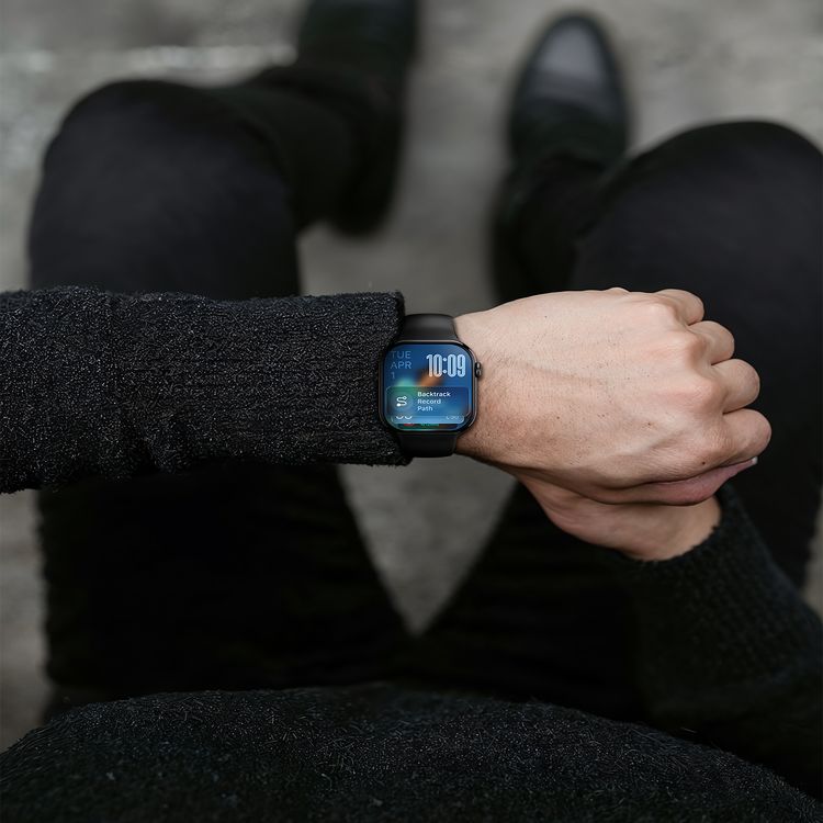 Green Lion Communicate Smart Watch with 2.07" IPS Dispaly, 380mAh Battery Capacity, Wireless Charging, AI Voice Assistant, 1GB Flash, 3-5 Days Working Time - Black