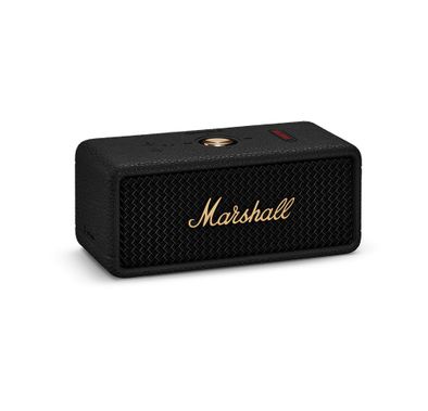 مارشال إمبيرتون III مكبر صوت لاسلكي مضغوط محمول مع وقت تشغيل يزيد عن 32 ساعة، مستوى مقاومة المياه IP67، إصدار بلوتوث 5.3، ميكروفون مدمج - أسود / نحاسي