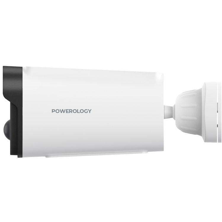 Powerology Built-in Solar Outdoor Camera, 5200mAh Battery Capacity, 3 to 9m PIR Range, 2304×1269P Resolution, 1.5W Solar Panel - White