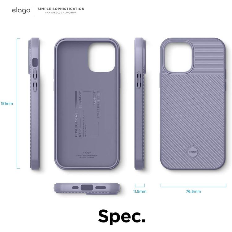Elago TPU Cushion Case Compatible for iPhone 12/12 Pro (6.1") - Lavender Grey