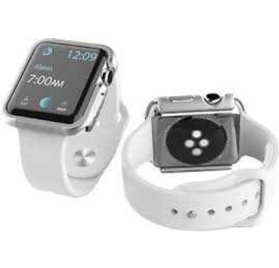 X-Doria Defense Edge Case Compatible for Apple Watch 44mm - Anti-Scratch - Impact Protection - Easy Snap-on Design - Soft Rubber Lining -  Silver  (Machined Metal Guard)