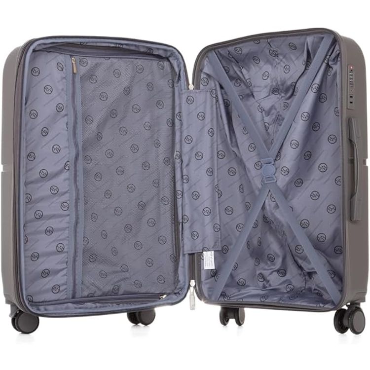 مجموعة حقائب سفر HT مكونة من 3 قطع، مصنوعة من مادة البولي بروبيلين (PP) الصلبة - رمادية